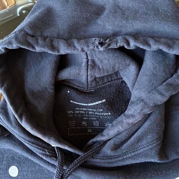 Cute Smile Hoodie Black White DreamBranding Silly Smiley Face - Picture 5 of 5